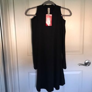 NWT Cold Shoulder Black Swing Dress